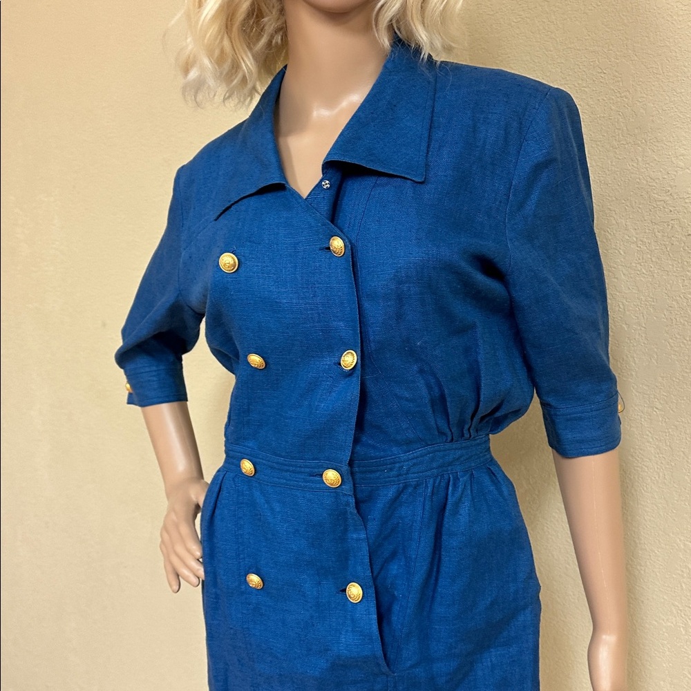 Valentino Royal Blue Mini Dress with Gold Accents - Picture 3 of 7